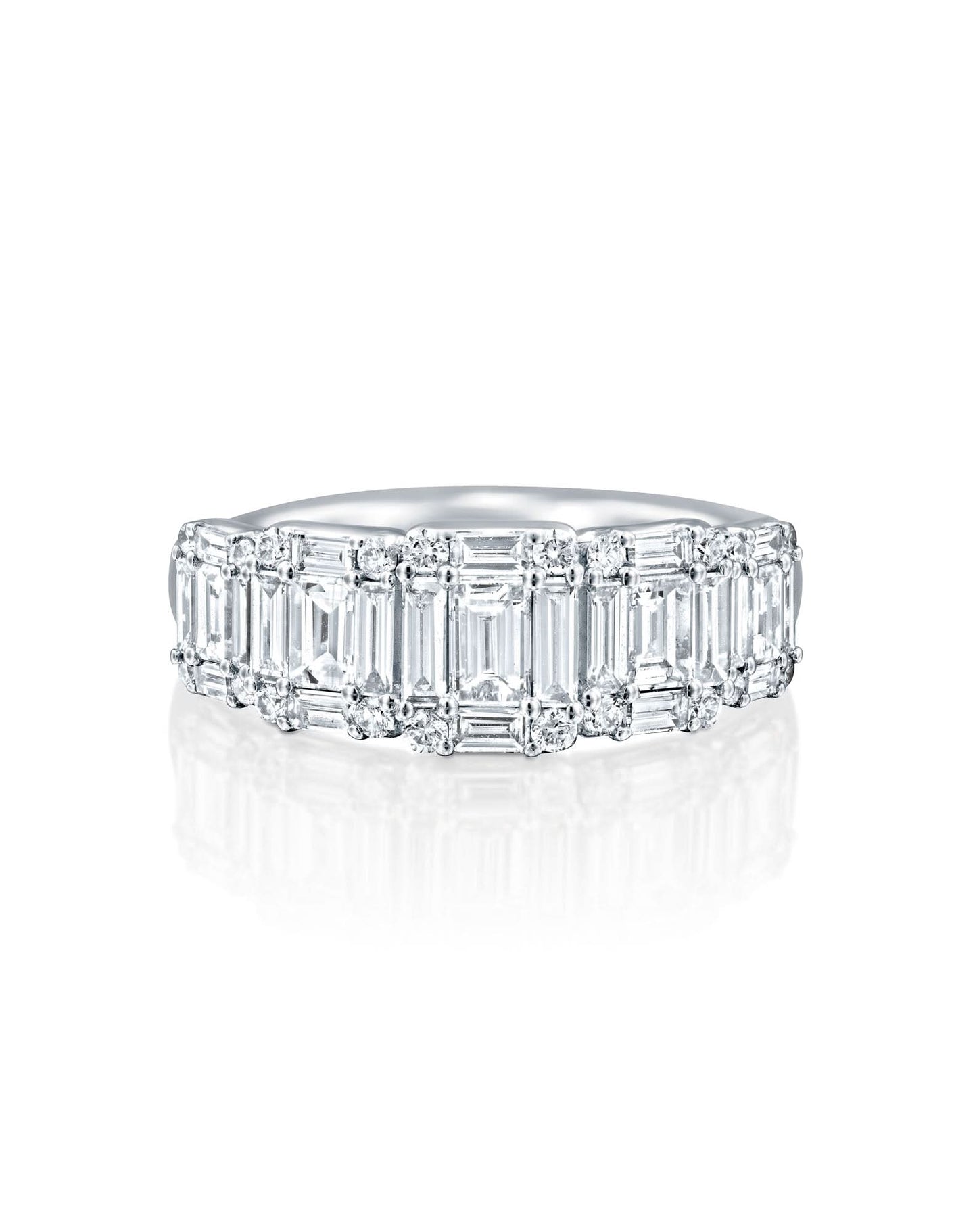 1.40CT NATURAL EMERALD & ROUND CUT DIAMONDS RING | 4.98G 18K WHITE GOLD