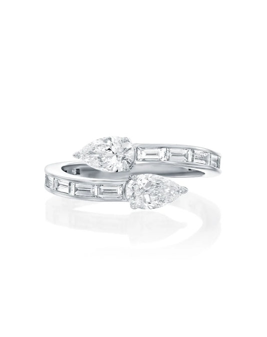 1.95CT NATURAL DIAMONDS OVAL, PEAR & BAGUETTE CUT RING | 4.21G 18K WHITE GOLD