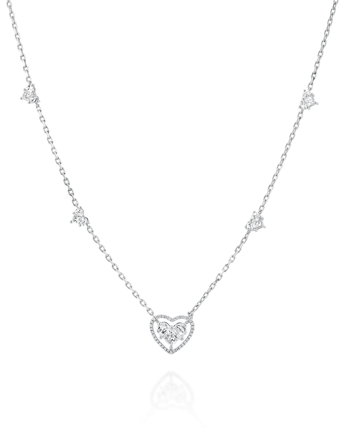 2.245CT NATURAL DIAMONDS "LADY HEART" COLLIER | 7.56G 18K WHITE GOLD