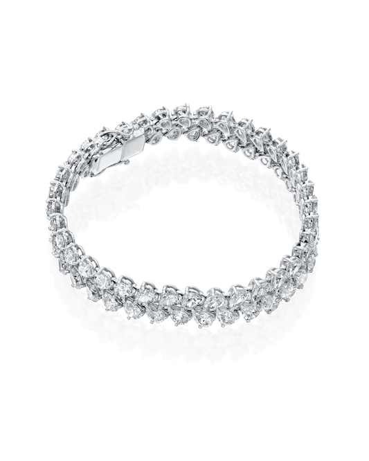 21.72CT PEAR CUT NATURAL DIAMONDS LEAF STATEMENT BRACELET | 18K WHITE GOLD