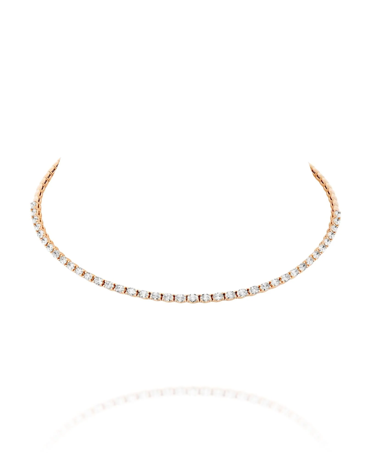 4.28CT NATURAL ROUND BRILLIANT DIAMONDS TENNIS CHOKER | 20.80G 18K ROSE GOLD