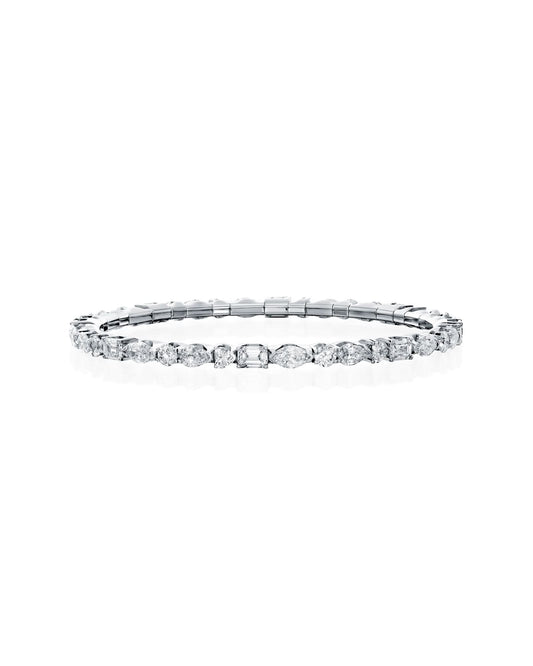 MULTI-SHAPE NATURAL DIAMONDS STRETCH TENNIS BRACELET | 4.00CT - 8.29CT | 18K WHITE GOLD
