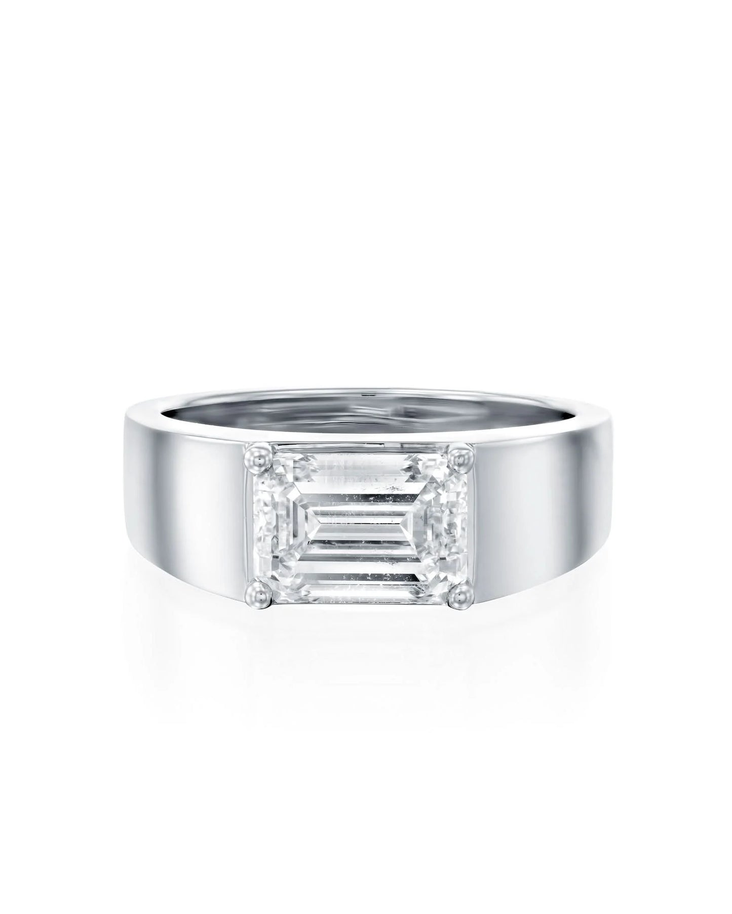 2.00CT NATURAL DIAMOND EMERALD CUT SOLITAIRE RING | 5.92G 18K WHITE GOLD