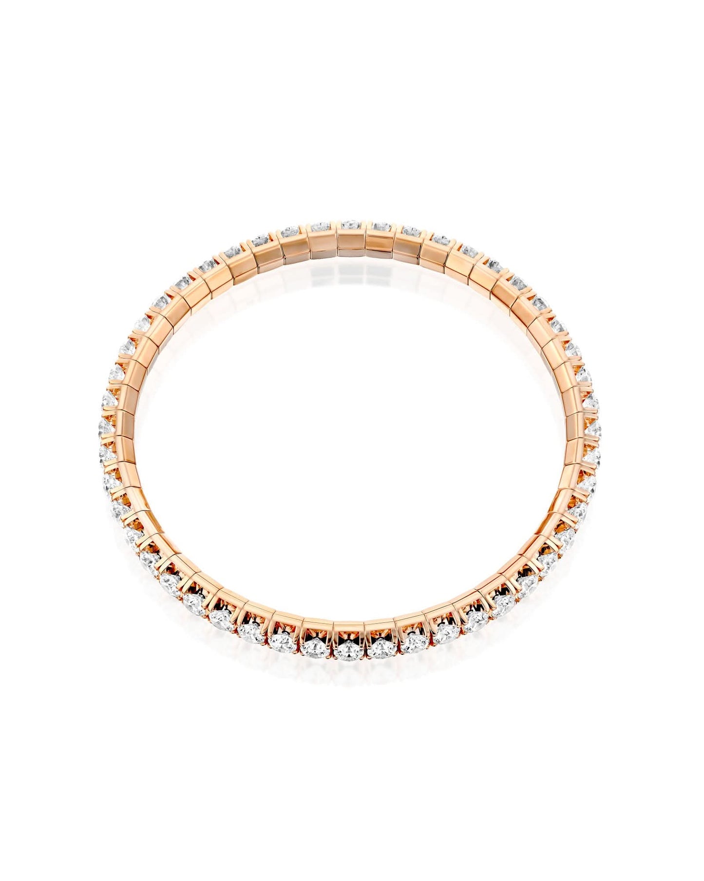 ROUND BRILLIANT CUT NATURAL DIAMONDS FLEXIBLE TENNIS BRACELET | 2.3CT - 9.05CT | 18K ROSE GOLD