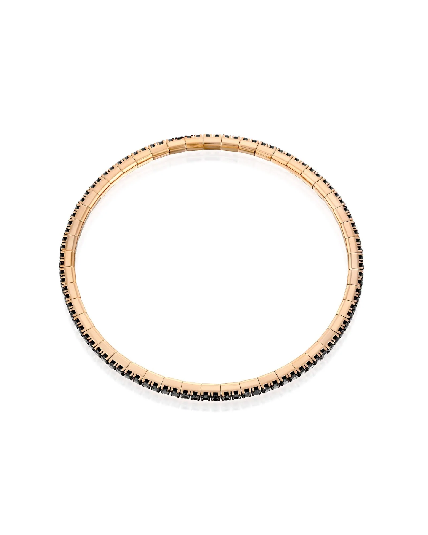 ROUND BRILLIANT CUT NATURAL BLACK DIAMONDS FLEXIBLE TENNIS BRACELET | 2.80CT - 6.85CT | 18K ROSE GOLD