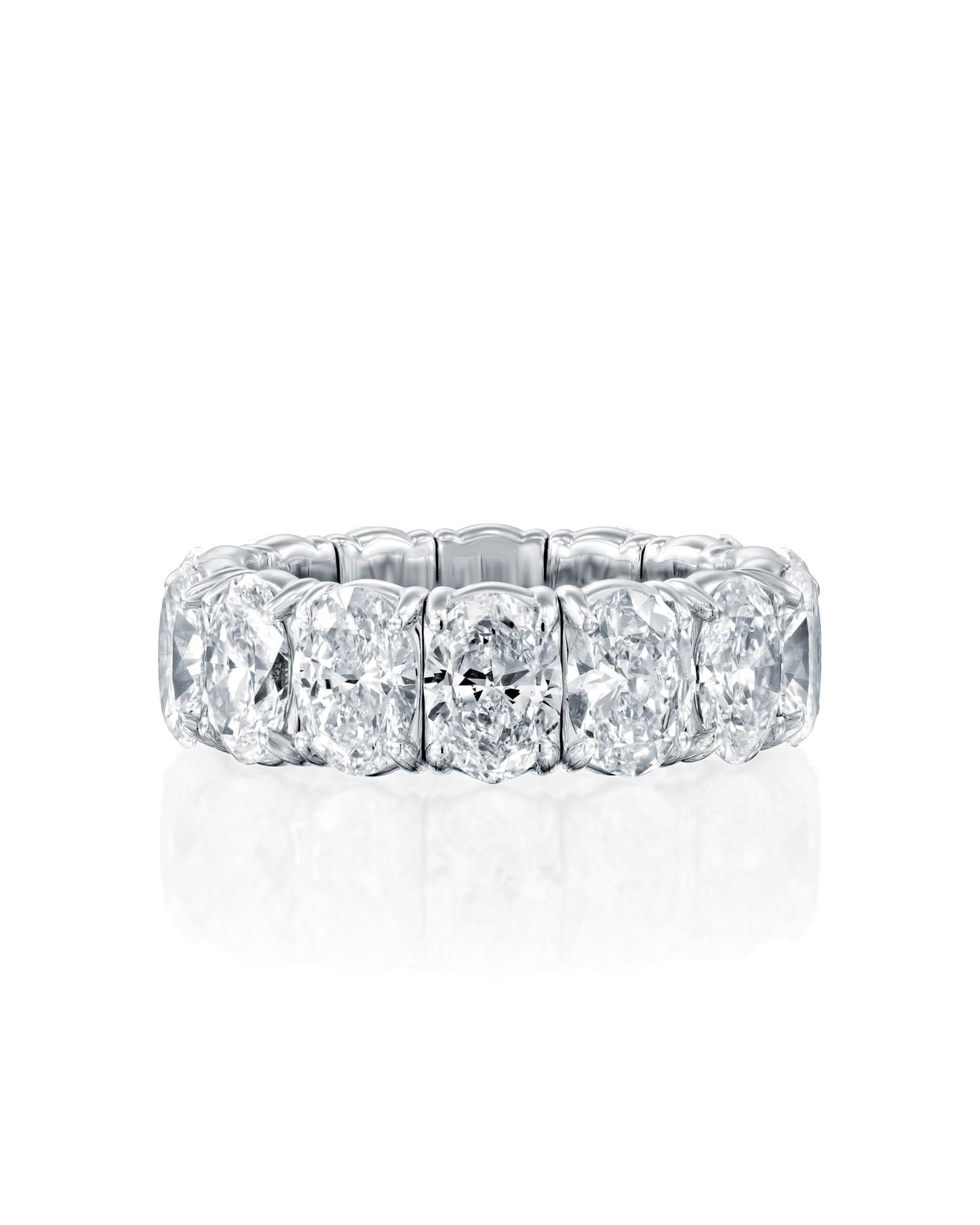 OVAL CUT NATURAL DIAMONDS ETERNITY FLEX RING | 5CT - 7CT | 18K WHITE GOLD