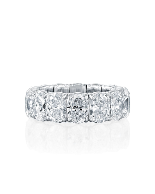 OVAL CUT NATURAL DIAMONDS ETERNITY FLEX RING | 5CT - 7CT | 18K WHITE GOLD