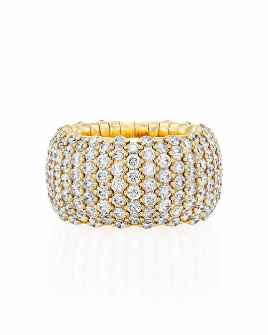 ROUND BRILLIANT CUT NATURAL DIAMONDS WIDE ETERNITY FLEX RING | 6.30CT | 18K YELLOW GOLD