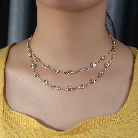 MULTI STONE LAB DIAMOND NECKLACE | 18K GOLD