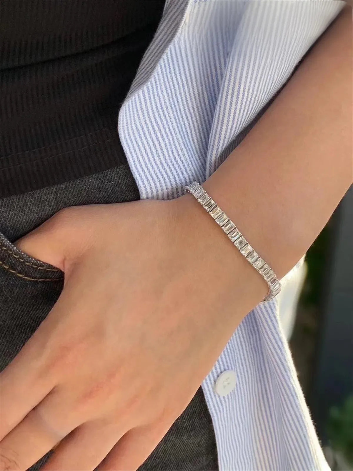 EMERALD CUT LAB GROWN DIAMONDS TENNIS BRACELET | 7CT-24CT | 14K SOLID GOLD