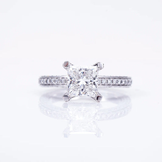 CLASSIC PRINCESS CUT LAB-GROWN DIAMONDS | 3CT-20CT ENGAGEMENT RING | 18K WHITE GOLD