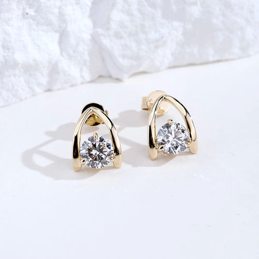THE RADIANT HALO STUDS | 1-2CT LAB GROWN DIAMOND | 14K GOLD