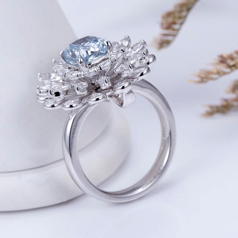 LUXURY 2CT CUSHION CUT LAB GROWN DIAMOND ENGAGEMENT RING | 18K WHITE GOLD