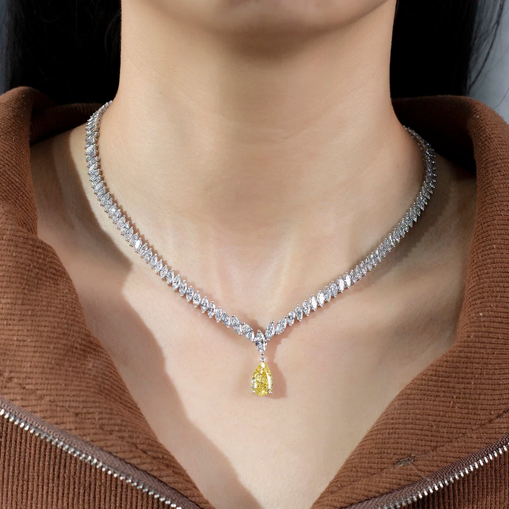 LUXURY PEAR CUT LAB GROWN DIAMOND NECKLACE | 14K GOLD