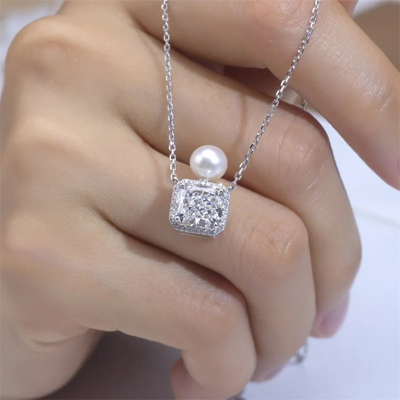 CUSHION CUT LAB-GROWN DIAMOND NECKLACE | 3CT - 10CT | 18K WHITE GOLD