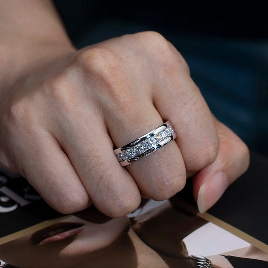 MEN'S MULTI-STONE 3.06 CARAT LAB GROWN DIAMONDS RING | 18K WHITE GOLD