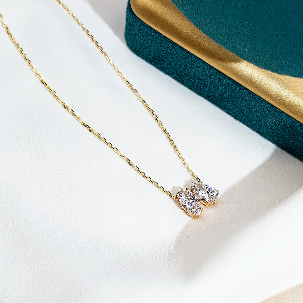 MARQUISE & PEAR CUT 5CT-20CT LAB GROWN DIAMONDS NECKLACE | 18K SOLID GOLD
