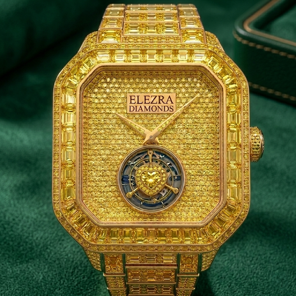 ELEZRA WATCHES | THE SOLAR EMPEROR | 175 CARAT NATURAL FANCY VIVID YELLOW DIAMONDS | MASTERPIECE