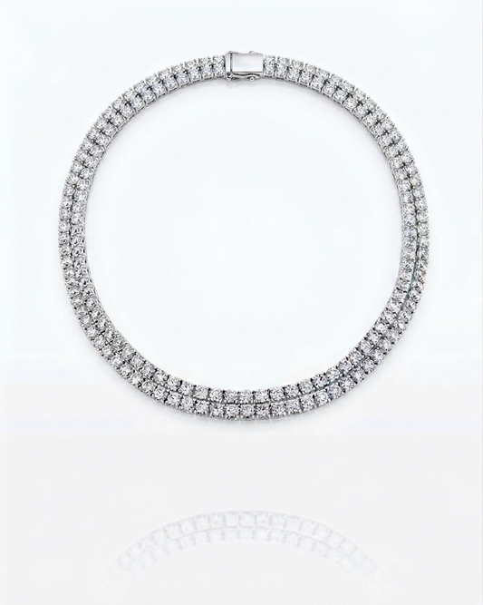 80CT - 10CT | ROUND BRILLIANT NATURAL DIAMONDS TENNIS NECKLACE | 18K WHITE GOLD