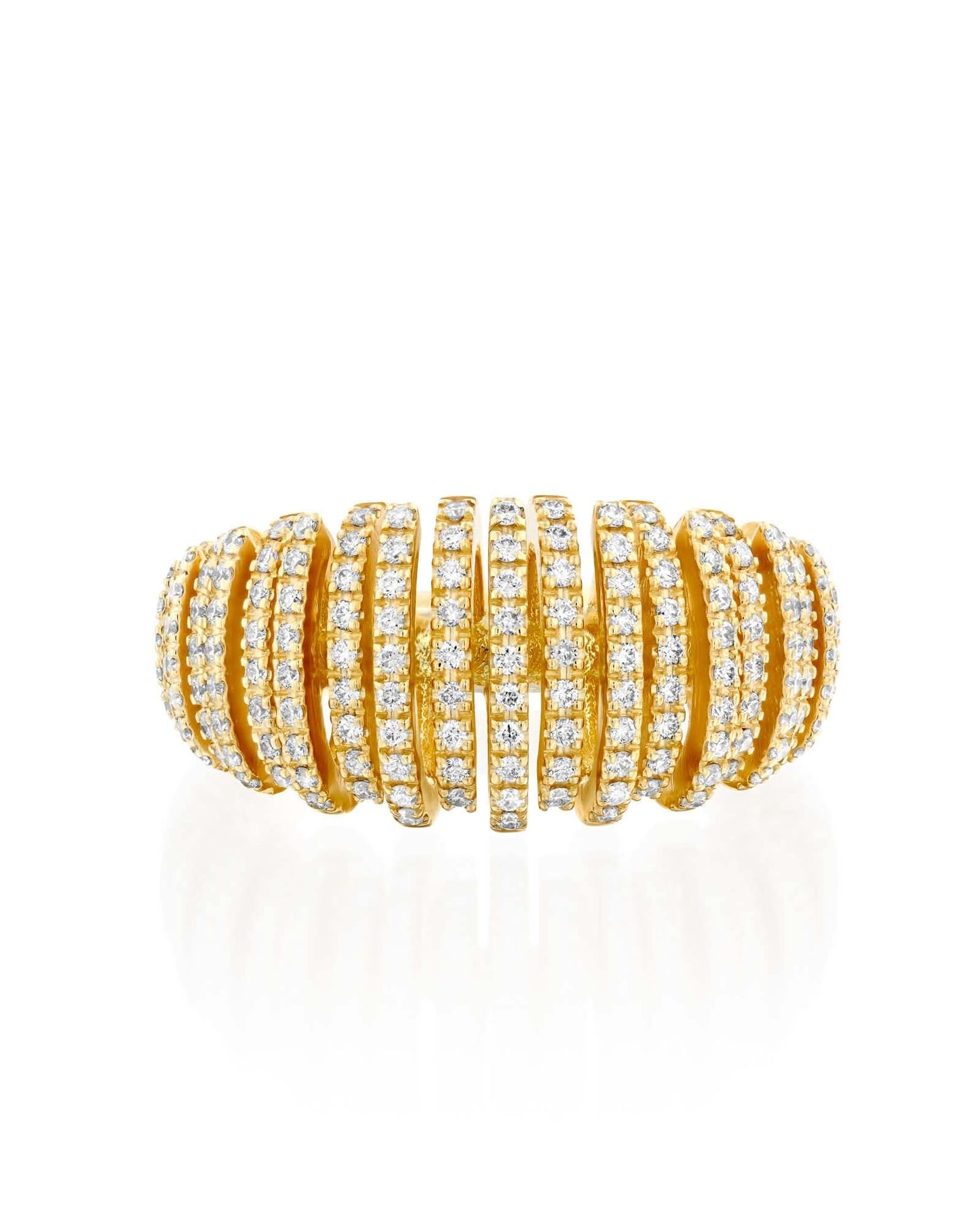 0.55CT NATURAL ROUND BRILLIANT GRADUATED DIAMONDS RING | 9.60G 18K YELLOW GOLD