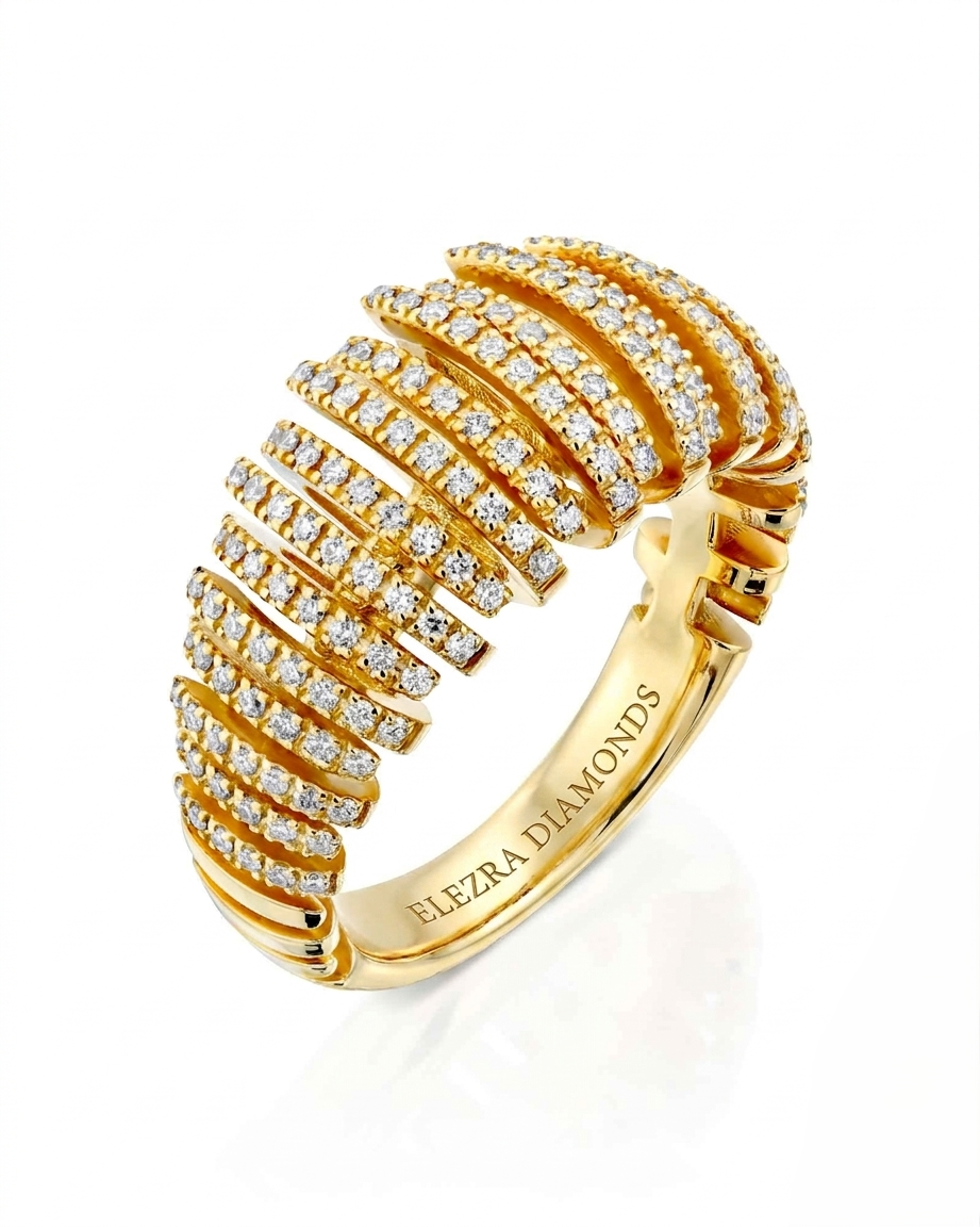 0.55CT NATURAL ROUND BRILLIANT GRADUATED DIAMONDS RING | 9.60G 18K YELLOW GOLD