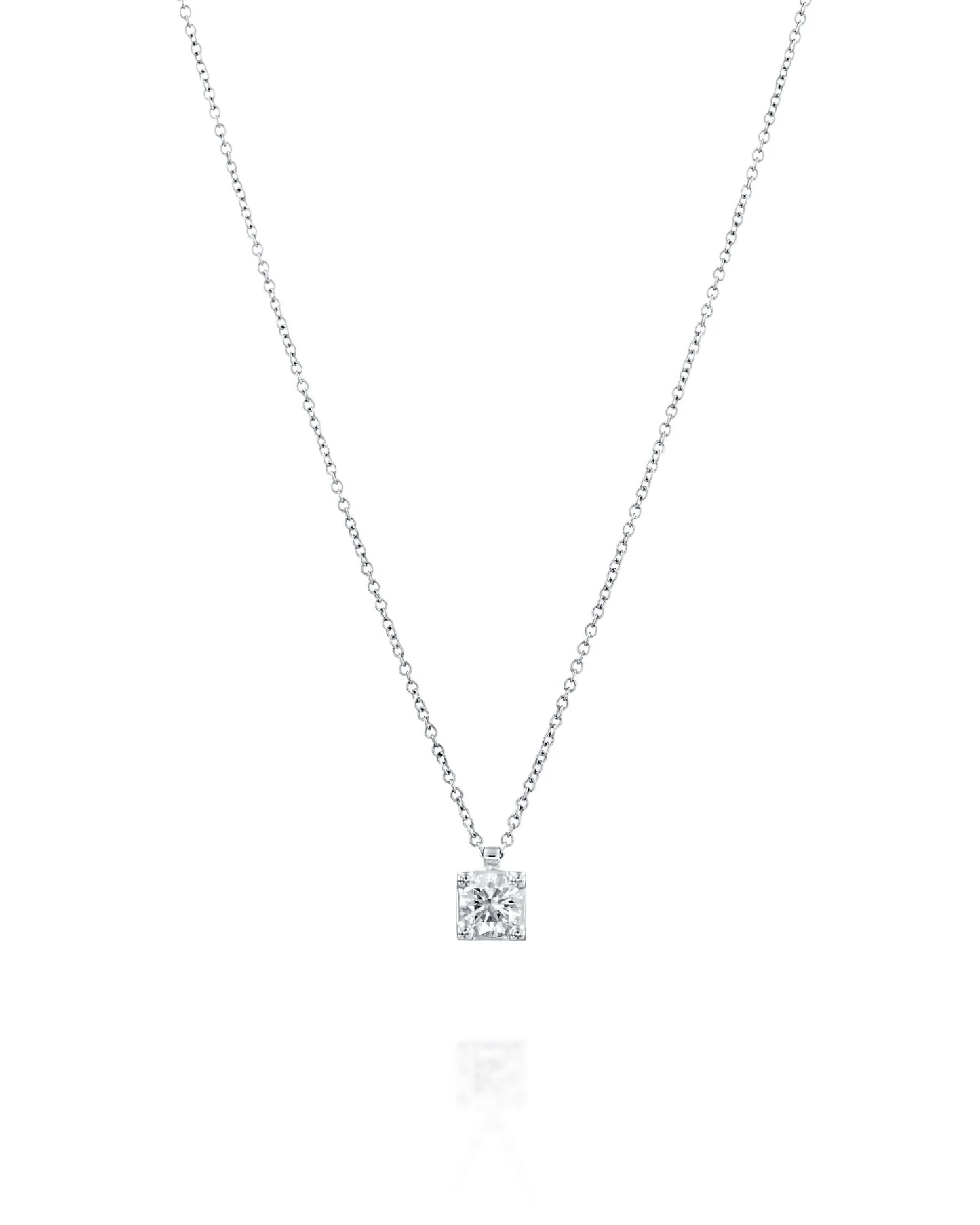 1.03CT NATURAL ROUND BRILLIANT DIAMOND SQUARE FRAME PENDANT | 3.53G 18K WHITE GOLD