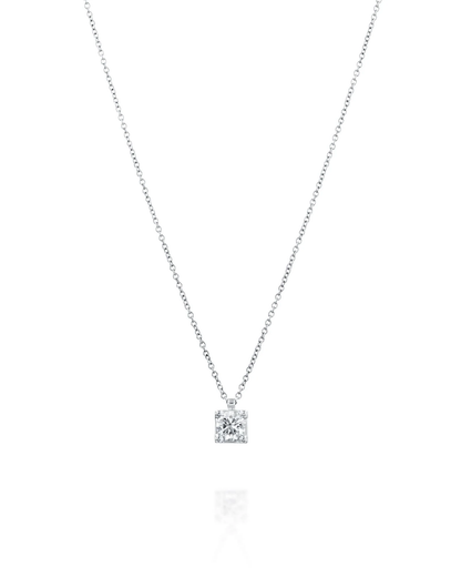 1.03CT NATURAL ROUND BRILLIANT DIAMOND SQUARE FRAME PENDANT | 3.53G 18K WHITE GOLD