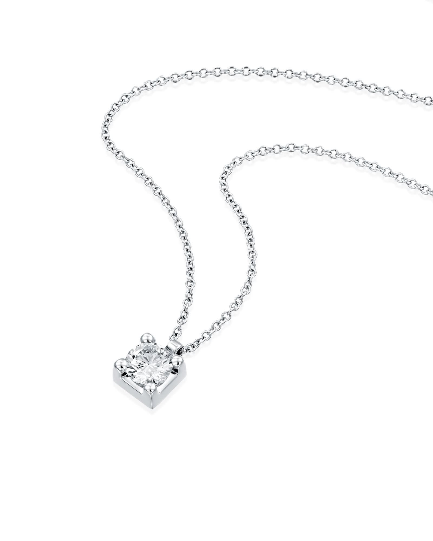 1.03CT NATURAL ROUND BRILLIANT DIAMOND SQUARE FRAME PENDANT | 3.53G 18K WHITE GOLD