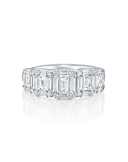 1.40CT NATURAL EMERALD & ROUND CUT DIAMONDS RING | 4.98G 18K WHITE GOLD