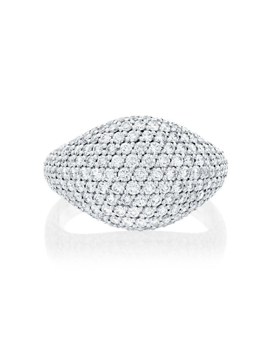 1.72CT NATURAL ROUND BRILLIANT CUT DIAMONDS SIGNET RING | 5.40G 18K WHITE GOLD