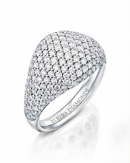 1.72CT NATURAL ROUND BRILLIANT CUT DIAMONDS SIGNET RING | 5.40G 18K WHITE GOLD