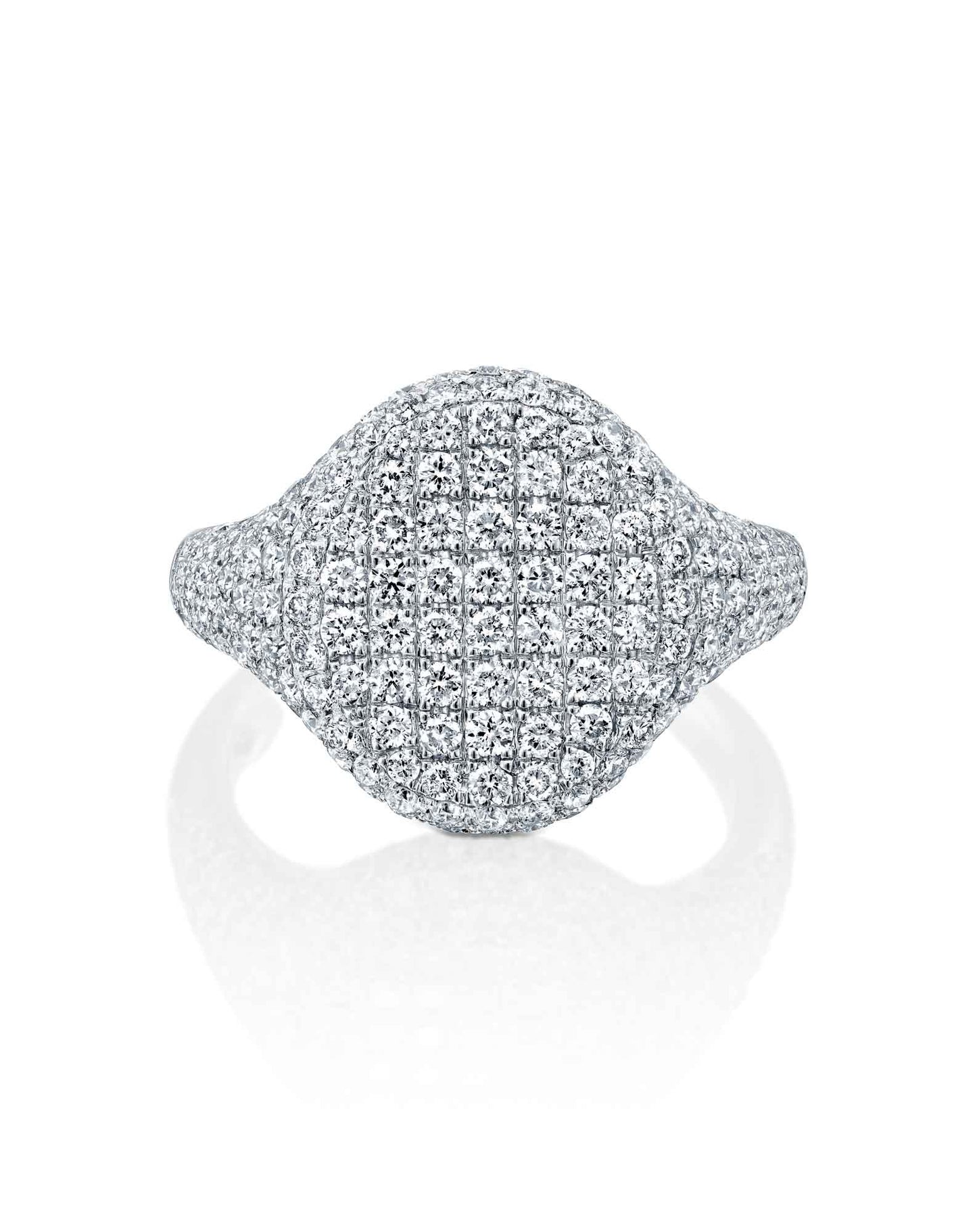 1.87CT NATURAL ROUND BRILLIANT DIAMONDS SIGNET RING | 6.39G 18K WHITE GOLD