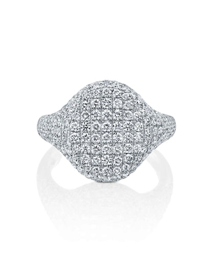 1.87CT NATURAL ROUND BRILLIANT DIAMONDS SIGNET RING | 6.39G 18K WHITE GOLD