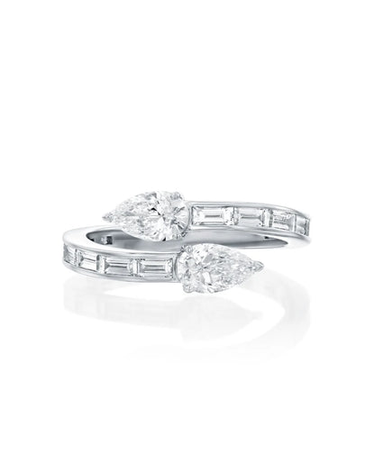 1.95CT NATURAL DIAMONDS OVAL, PEAR & BAGUETTE CUT RING | 4.21G 18K WHITE GOLD