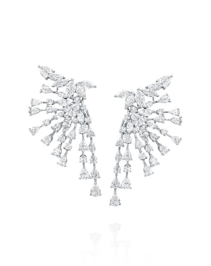 14.15CT NATURAL PEAR & MARQUISE CUT DIAMONDS DROP EARRINGS | 20.00G 18K WHITE GOLD