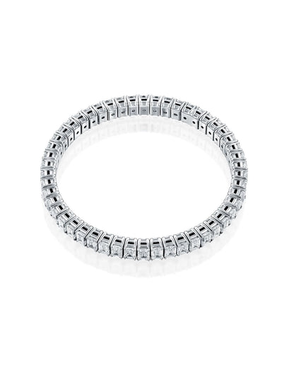 13.25CT - 15.30CT EMERALD CUT NATURAL DIAMONDS STRETCH TENNIS BRACELET | 18K WHITE GOLD