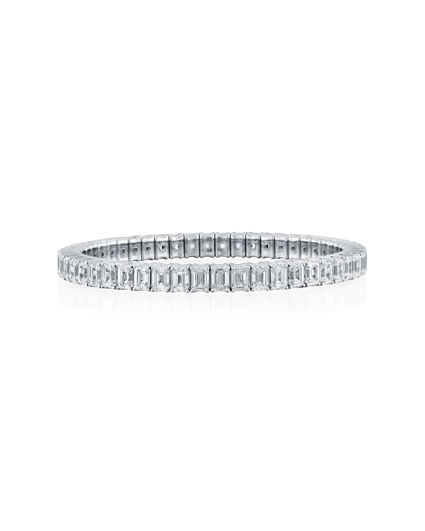 13.25CT - 15.30CT EMERALD CUT NATURAL DIAMONDS STRETCH TENNIS BRACELET | 18K WHITE GOLD