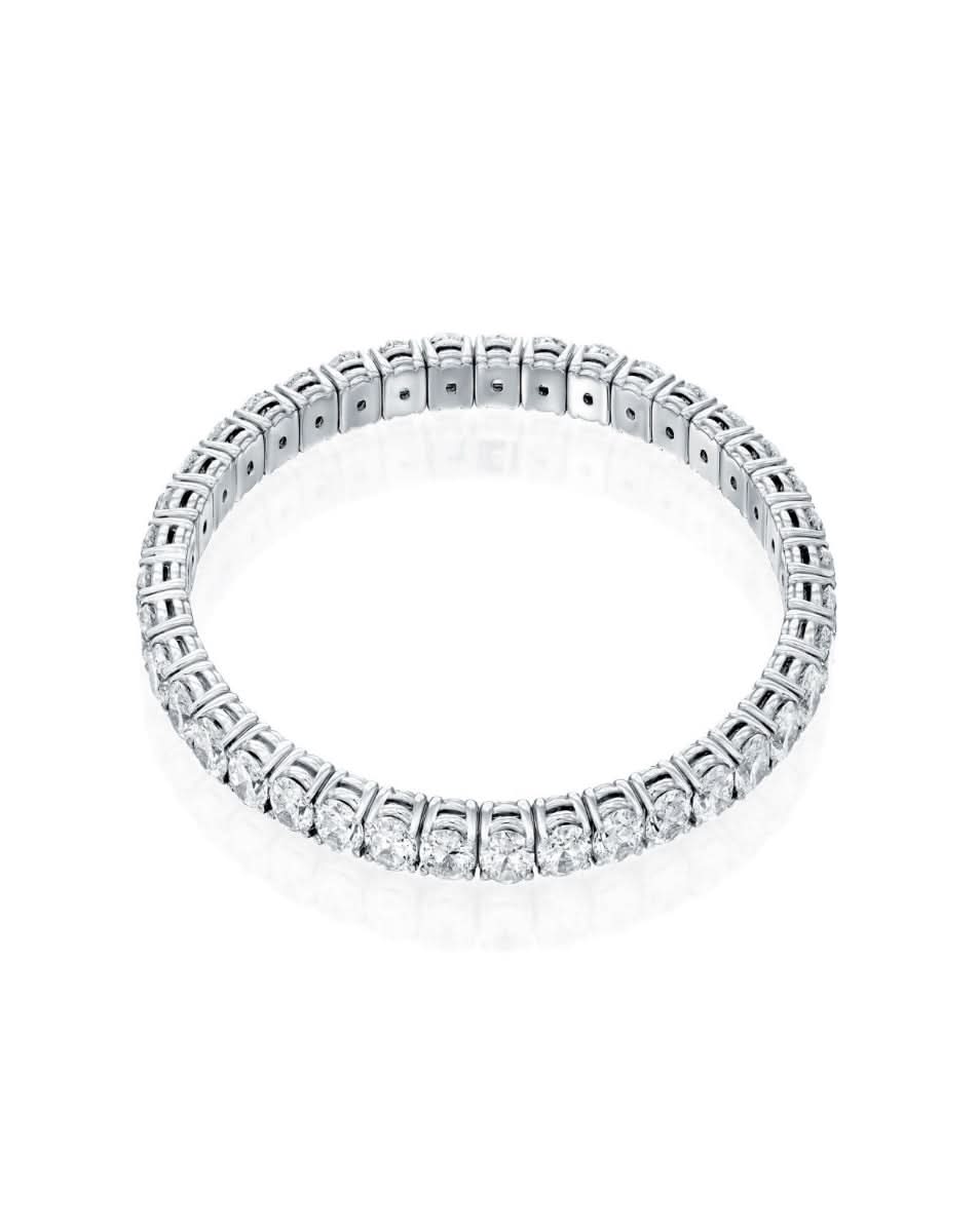 19.76CT OVAL CUT NATURAL DIAMONDS STRETCH TENNIS BRACELET | 18K WHITE GOLD
