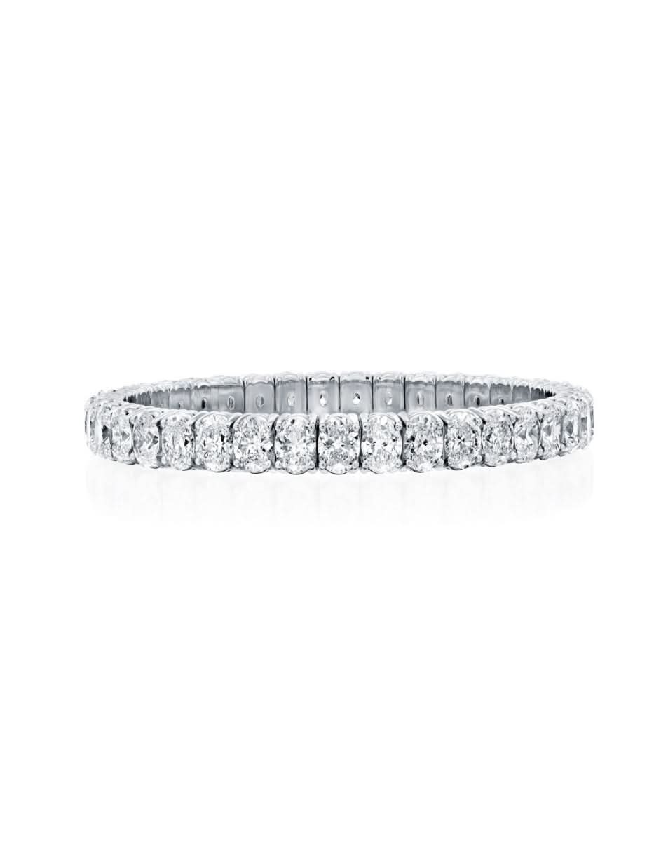 19.76CT OVAL CUT NATURAL DIAMONDS STRETCH TENNIS BRACELET | 18K WHITE GOLD