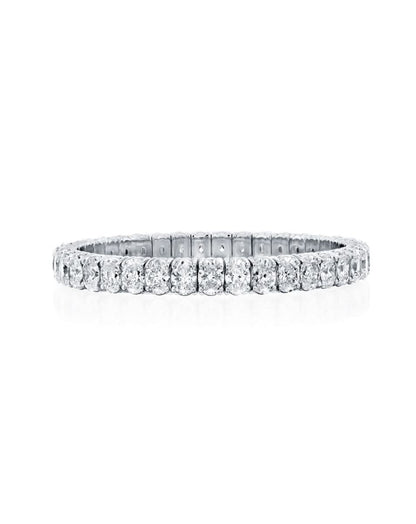 19.76CT OVAL CUT NATURAL DIAMONDS STRETCH TENNIS BRACELET | 18K WHITE GOLD