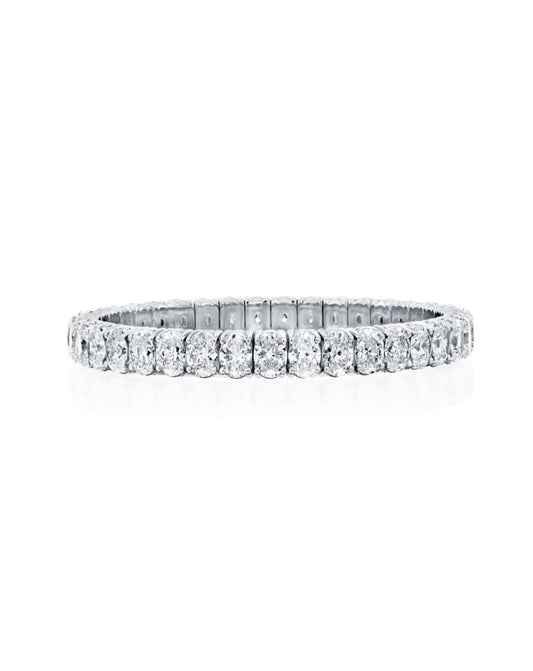 19.76CT OVAL CUT NATURAL DIAMONDS STRETCH TENNIS BRACELET | 18K WHITE GOLD
