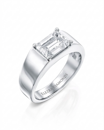 2.00CT NATURAL DIAMOND EMERALD CUT SOLITAIRE RING | 5.92G 18K WHITE GOLD