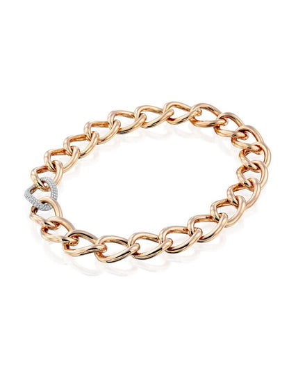 2.13CT NATURAL DIAMONDS LINK CHAIN NECKLACE | 107.70G 18K ROSE GOLD