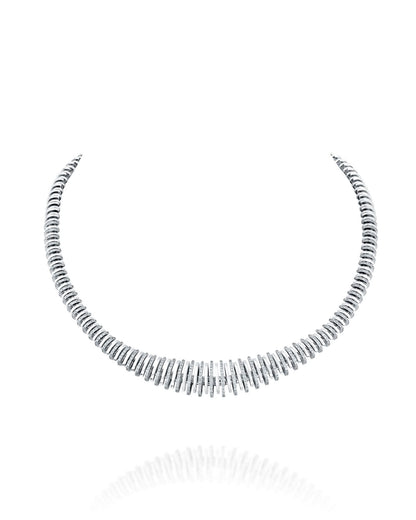 2.53CT NATURAL ROUND BRILLIANT GRADUATED DIAMONDS NECKLACE | 71.10G 18K WHITE GOLD