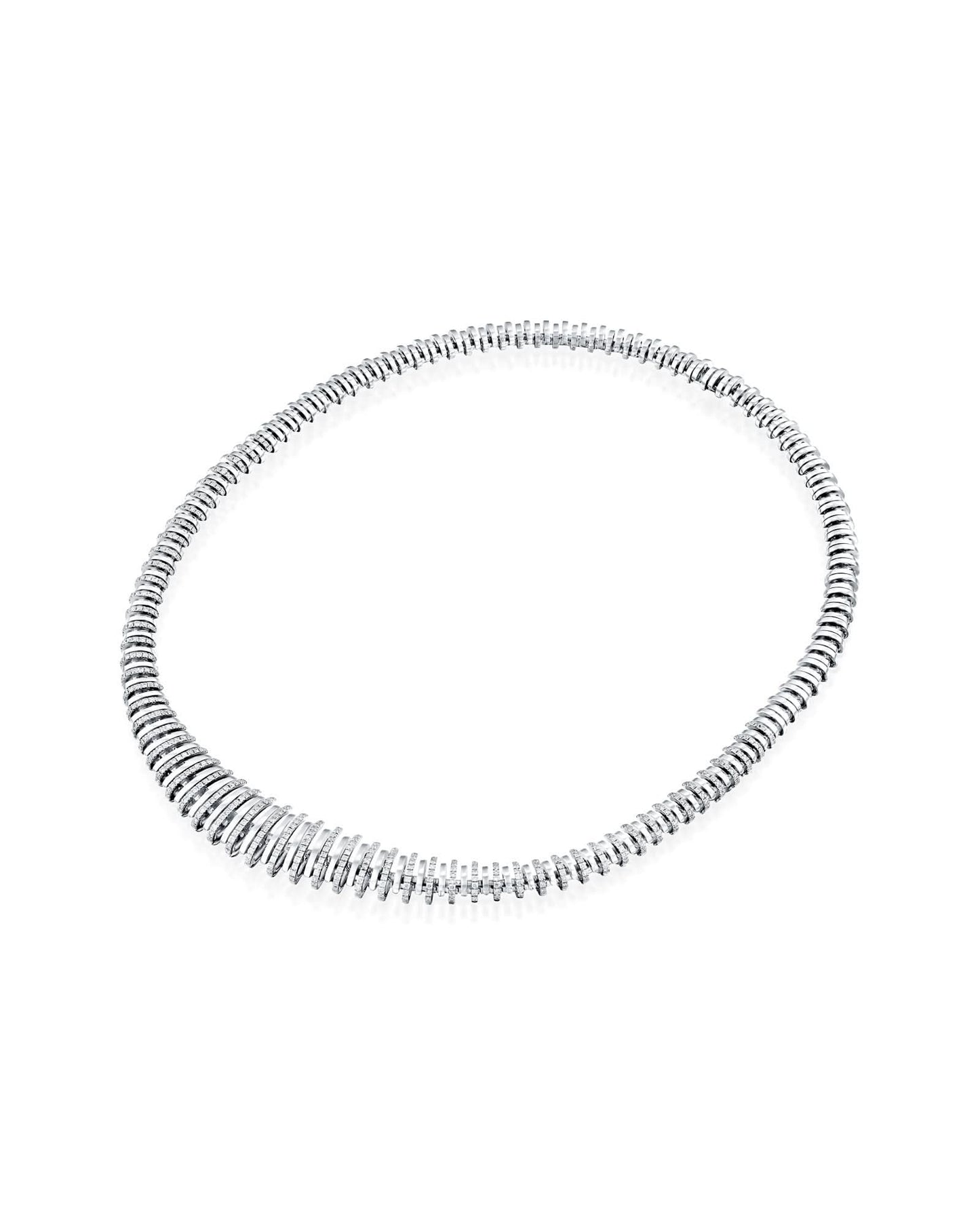 2.53CT NATURAL ROUND BRILLIANT GRADUATED DIAMONDS NECKLACE | 71.10G 18K WHITE GOLD