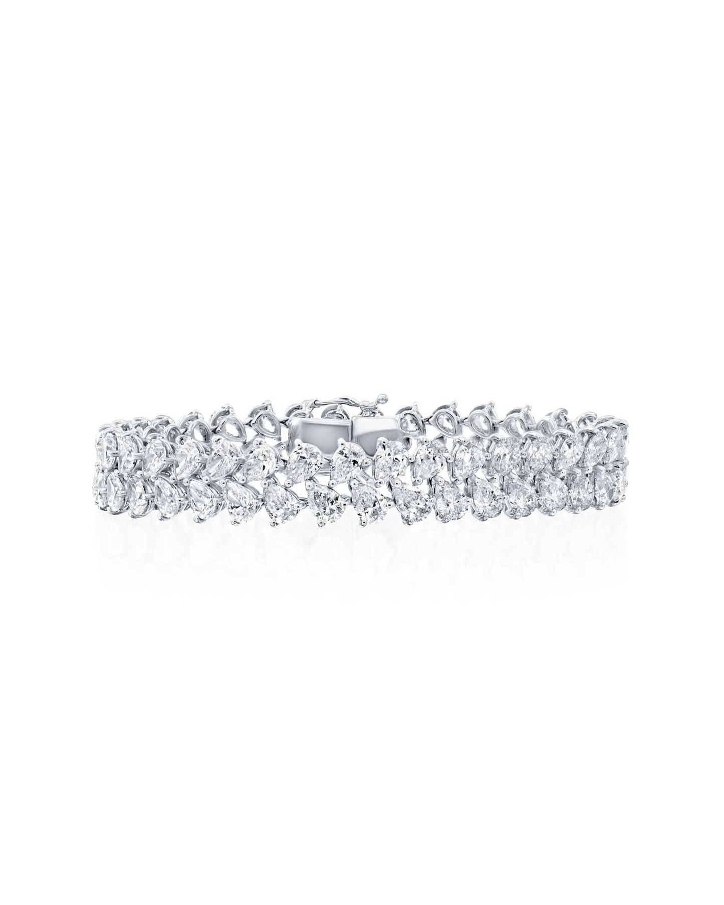 21.72CT PEAR CUT NATURAL DIAMONDS LEAF STATEMENT BRACELET | 18K WHITE GOLD