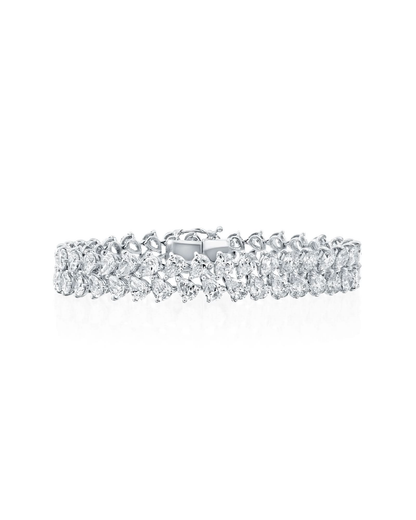 21.72CT PEAR CUT NATURAL DIAMONDS LEAF STATEMENT BRACELET | 18K WHITE GOLD