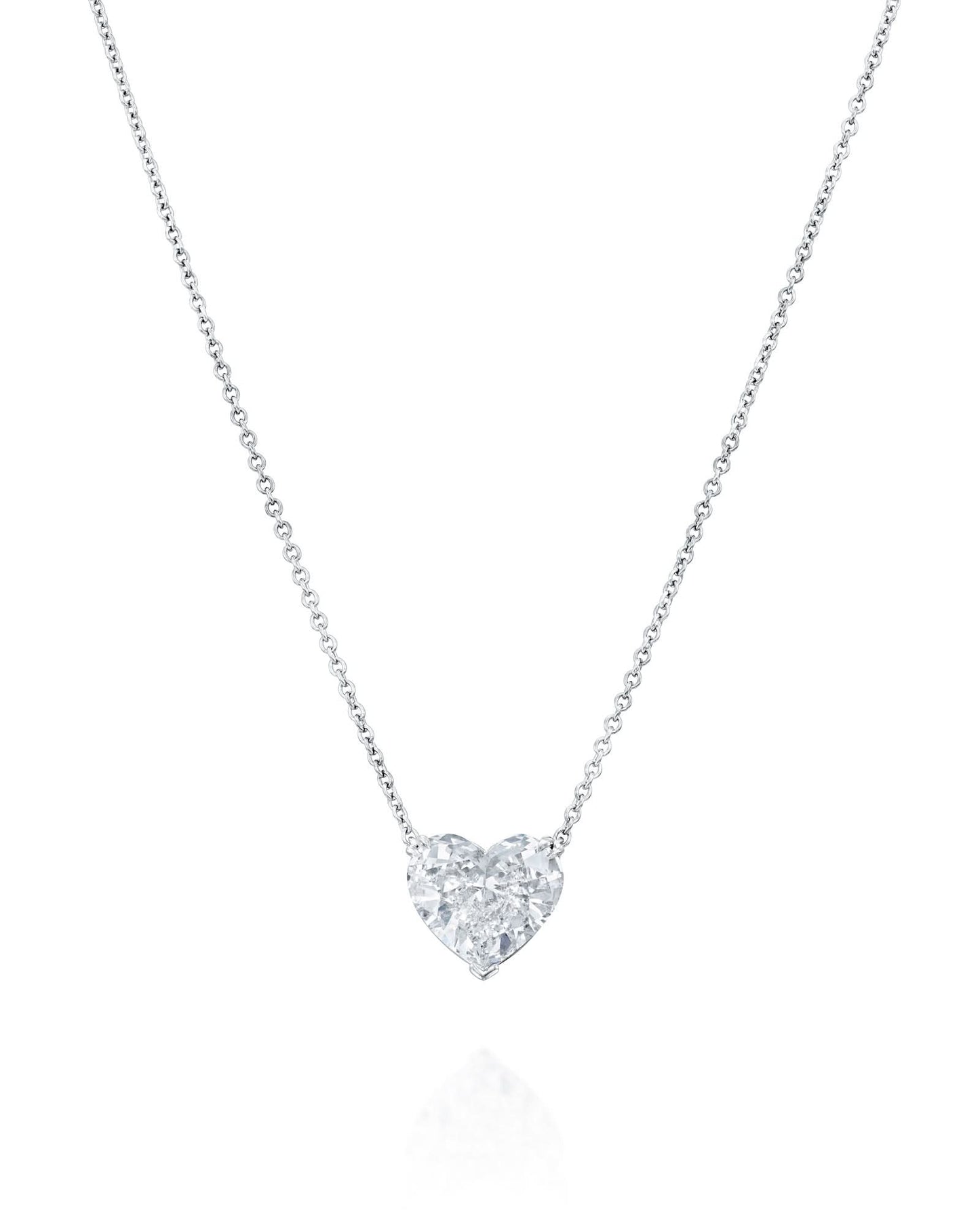 3.03CT NATURAL HEART CUT DIAMOND SOLITAIRE PENDANT | 3.80G 18K WHITE GOLD