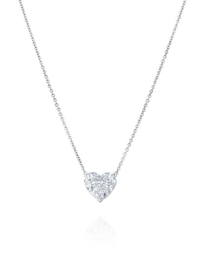 3.03CT NATURAL HEART CUT DIAMOND SOLITAIRE PENDANT | 3.80G 18K WHITE GOLD