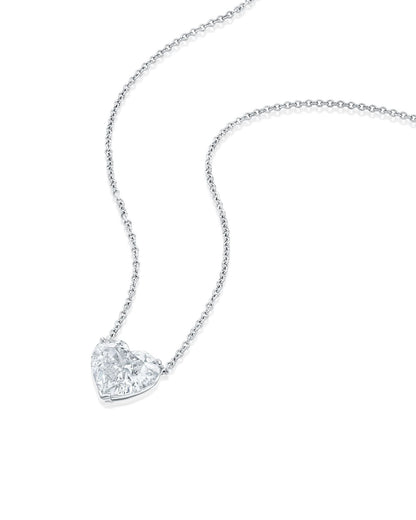 3.03CT NATURAL HEART CUT DIAMOND SOLITAIRE PENDANT | 3.80G 18K WHITE GOLD